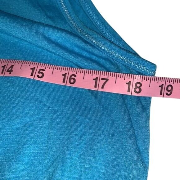 Womens Sleeveless Blue Beaded Neckline Tank Top Size L/G Polyester & Nylon Blend - Picture 7 of 8